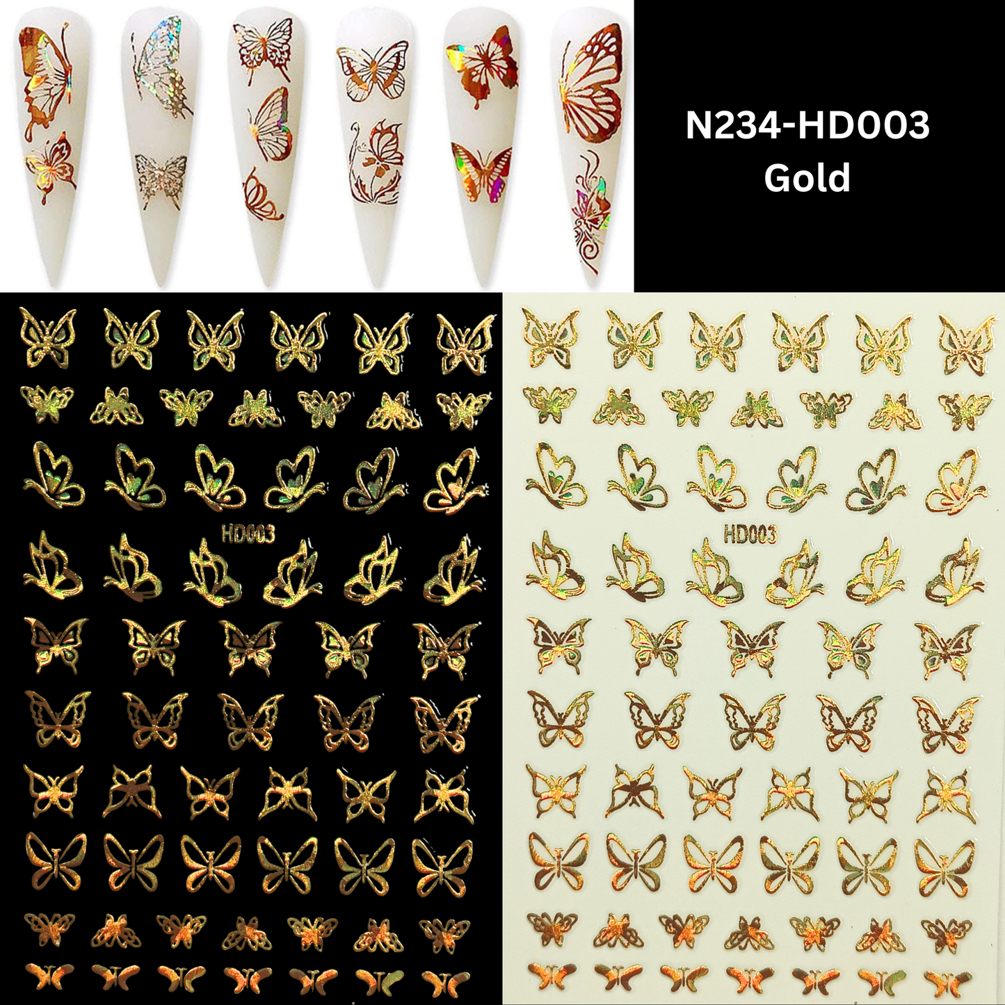Butterfly Holographic Nail Stickers – 3D Self-Adhesive Nail Art Decorations