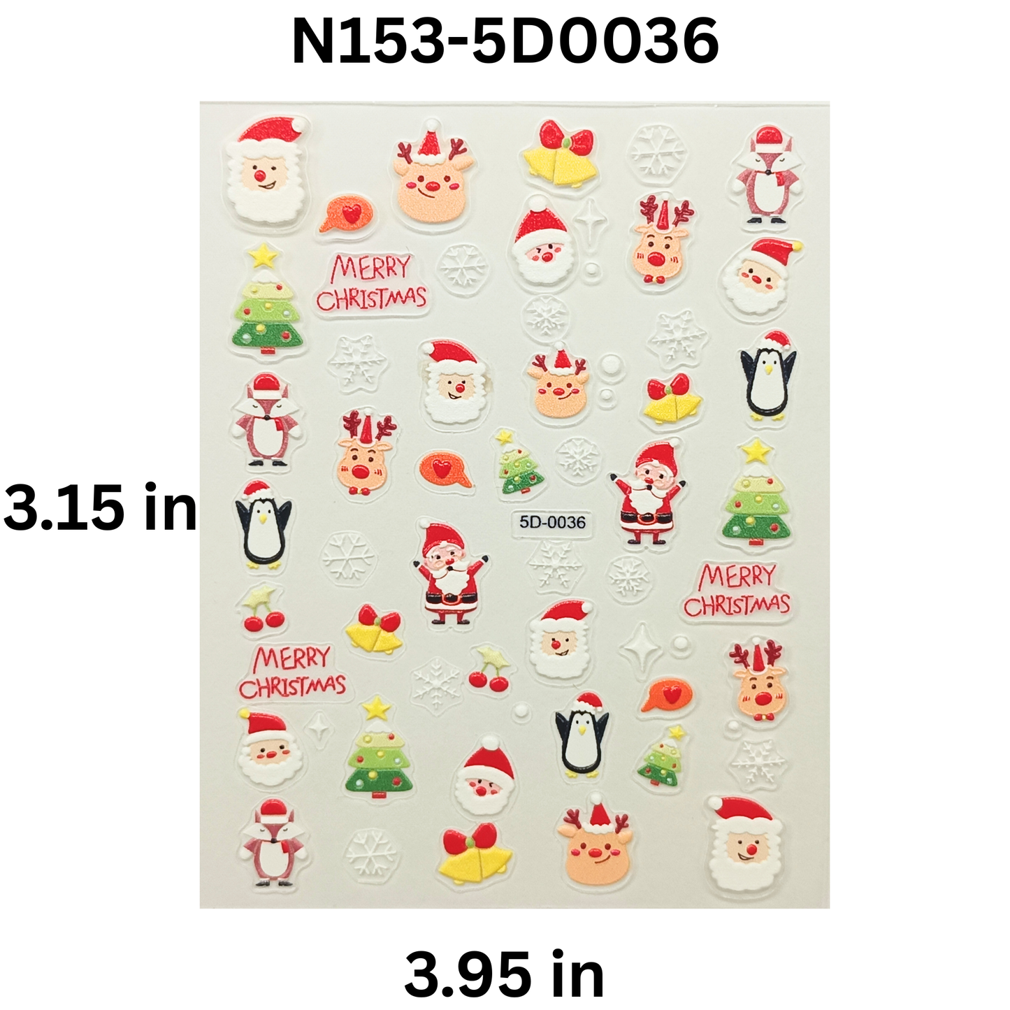 5D Christmas Nail Stickers – Holiday Winter Nail Art Decals