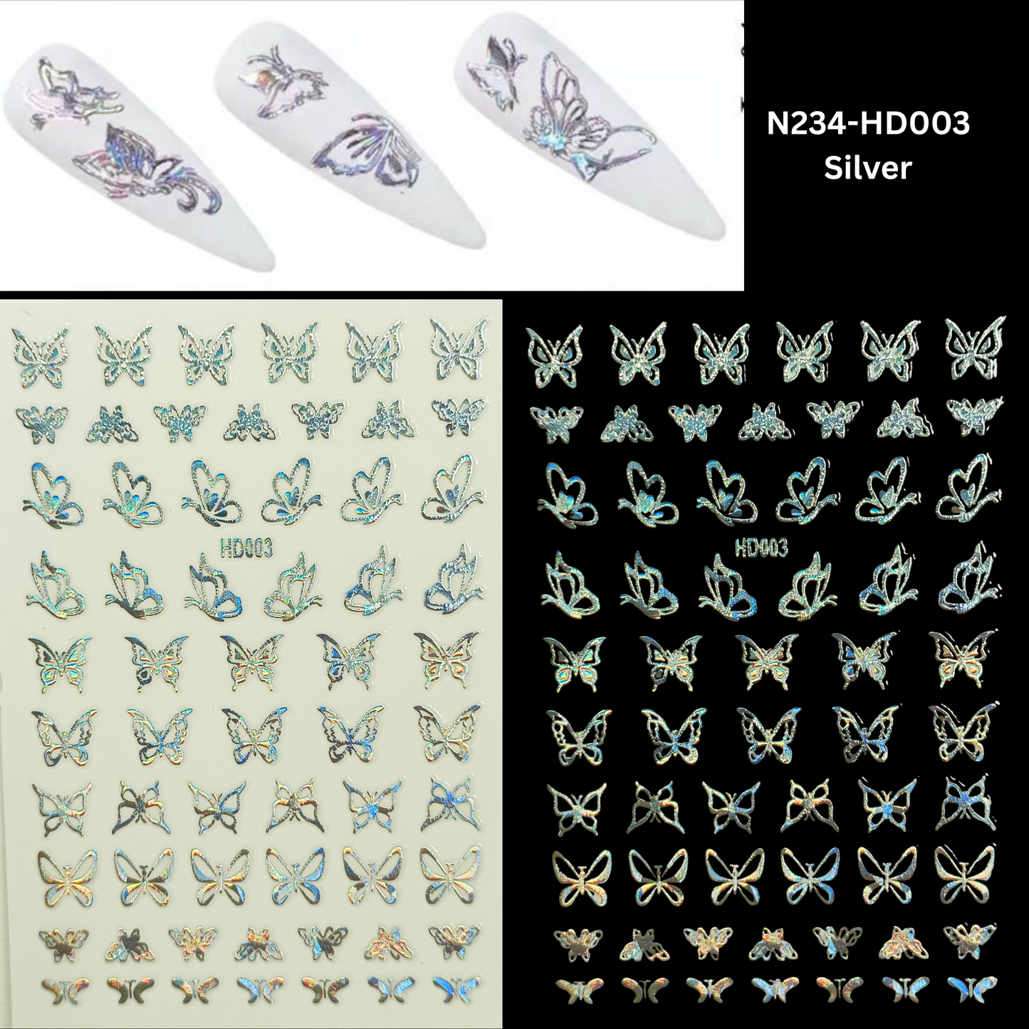 Butterfly Holographic Nail Stickers – 3D Self-Adhesive Nail Art Decorations