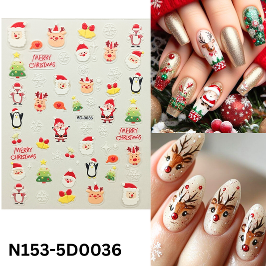 5D Christmas Nail Stickers – Holiday Winter Nail Art Decals