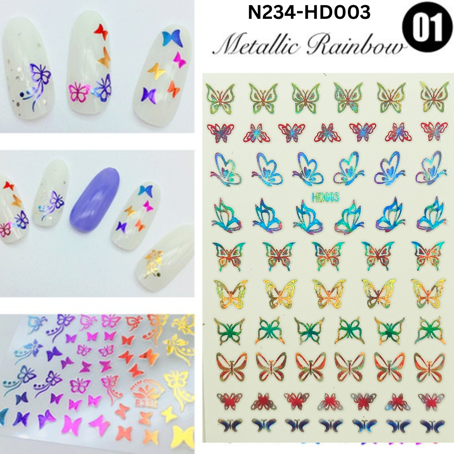 Butterfly Holographic Nail Stickers – 3D Self-Adhesive Nail Art Decorations