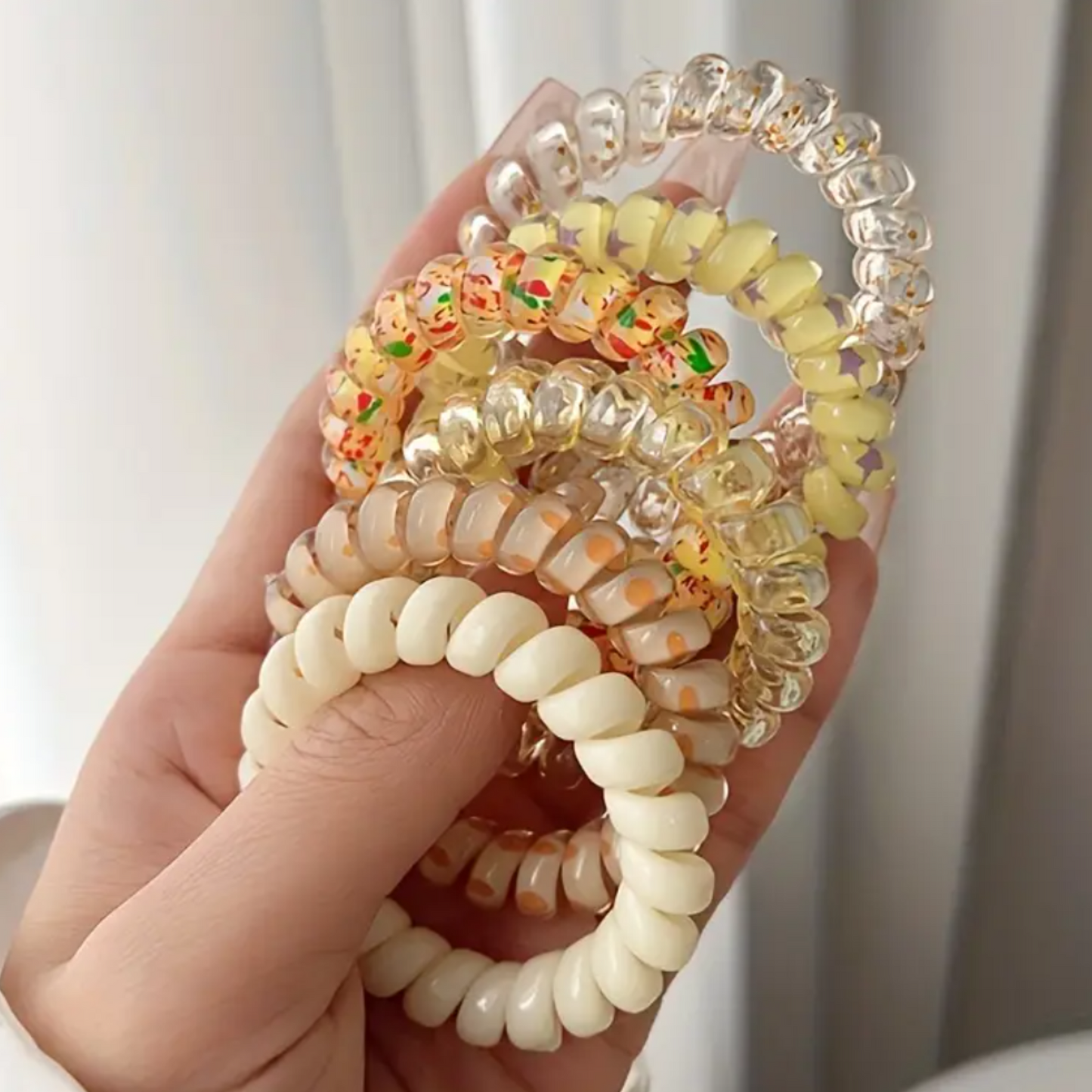 Set of 6 Colorful Spiral Hair Ties,Elegant Simple Fashion Hair Accessories