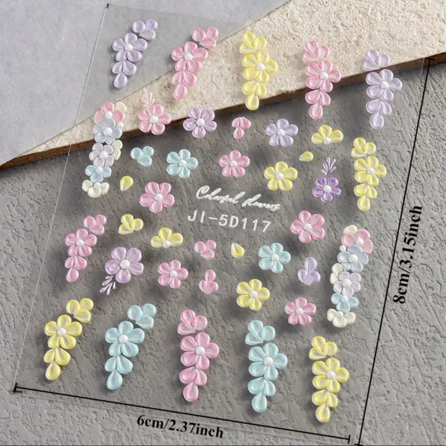 5D Embossed Floral Nail Art Stickers,Spring & Summer Fantasy Theme for DIY Manicure Decoration, Nail Stickers