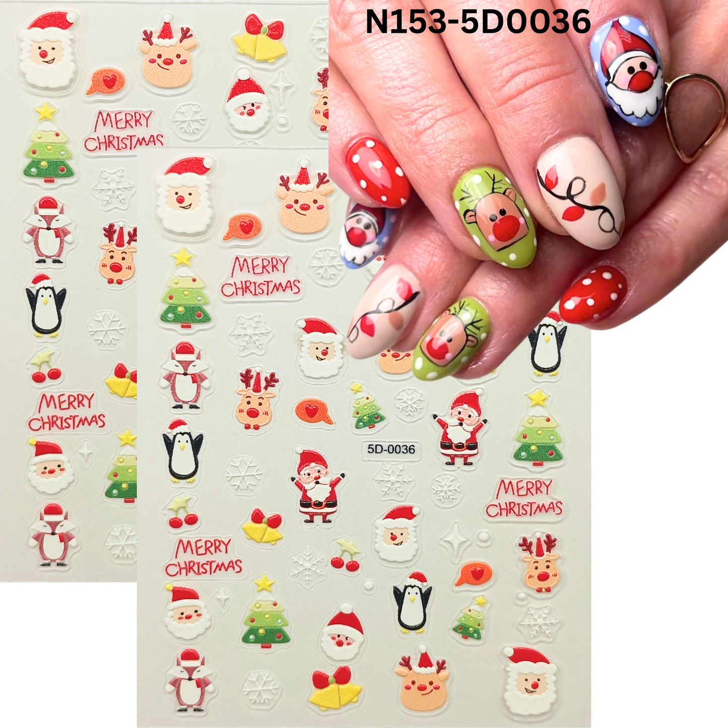 5D Christmas Nail Stickers – Holiday Winter Nail Art Decals