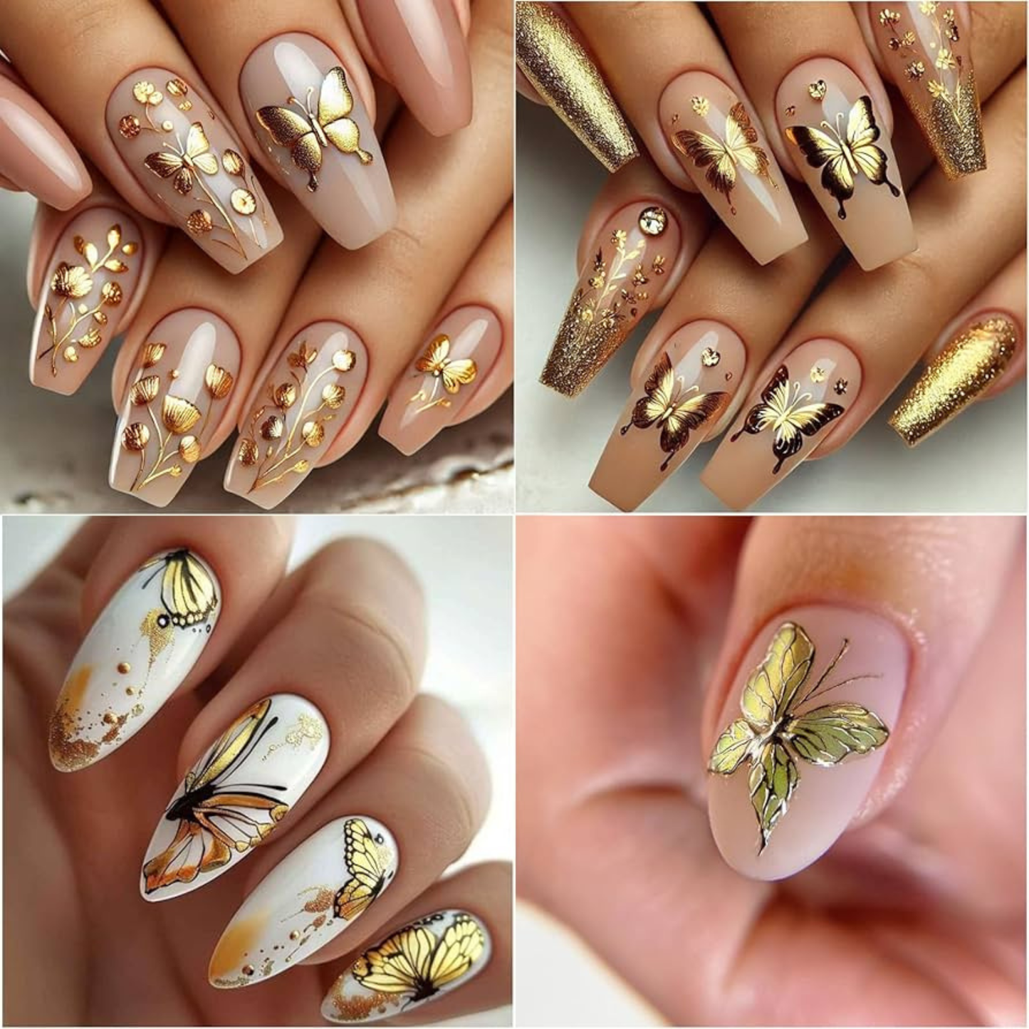 Holographic 3D Butterfly Nail Decals – Cute Nail Stickers for Acrylic & Gel Nails