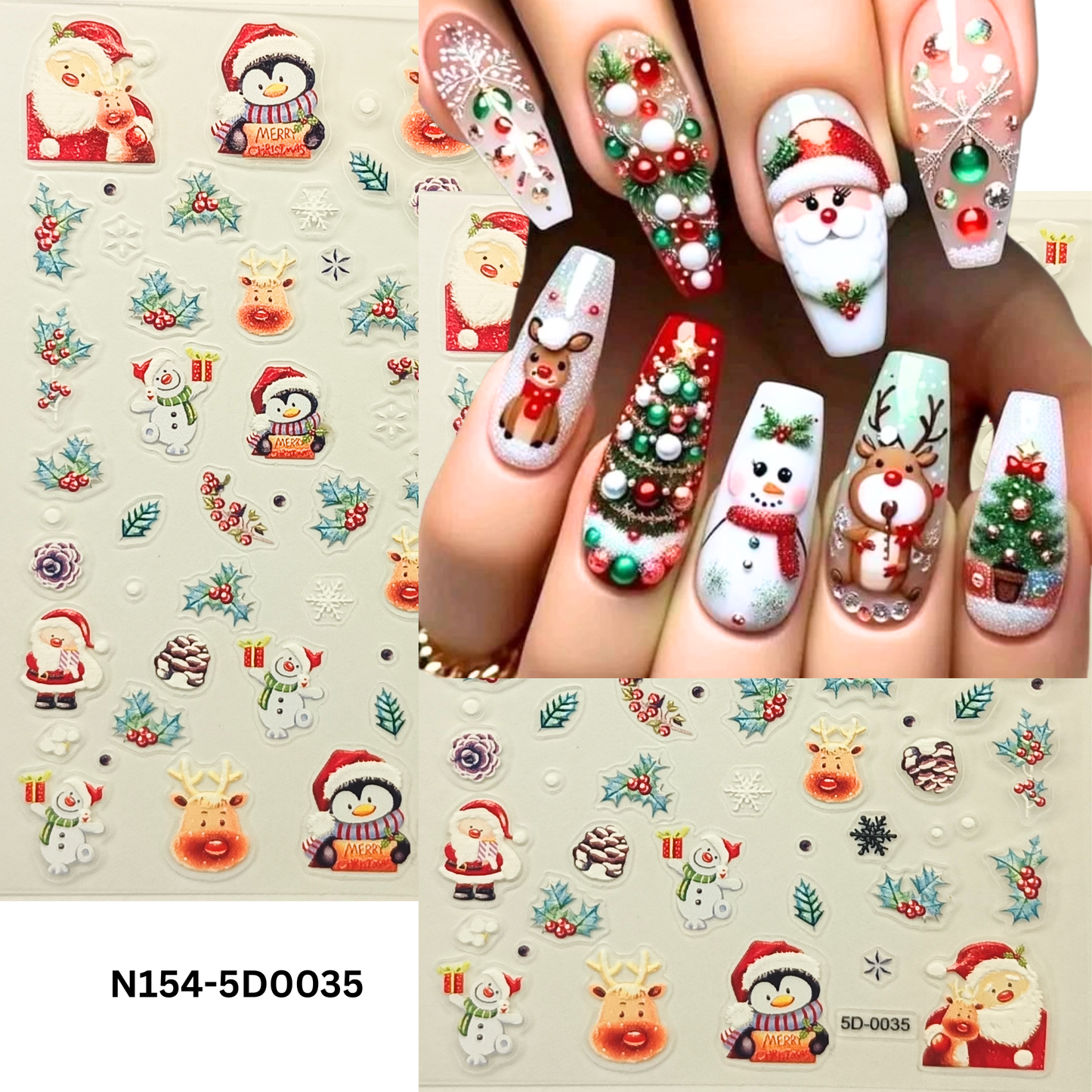 5D Santa Nail Stickers – Cute Xmas Nail Art Decorations