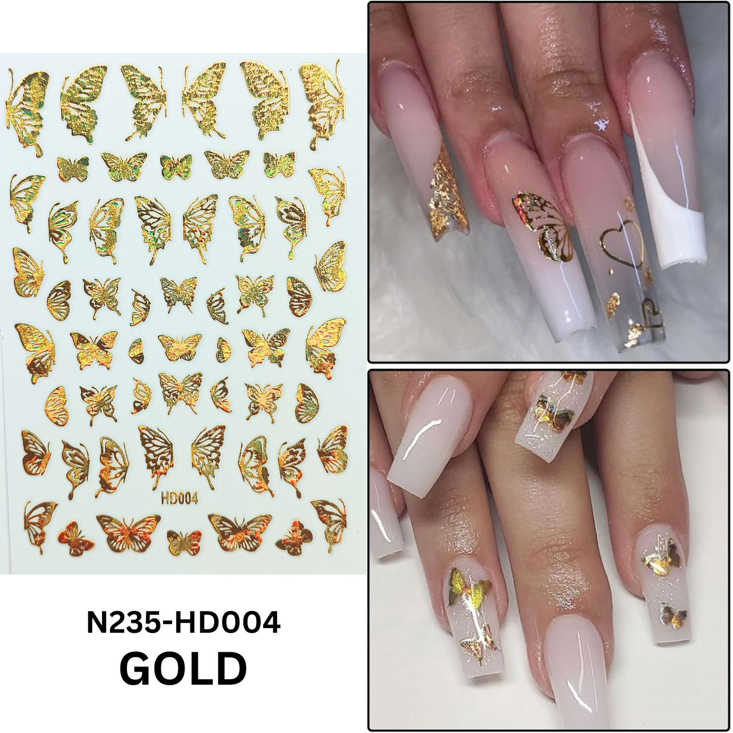 Holographic 3D Butterfly Nail Decals – Cute Nail Stickers for Acrylic & Gel Nails