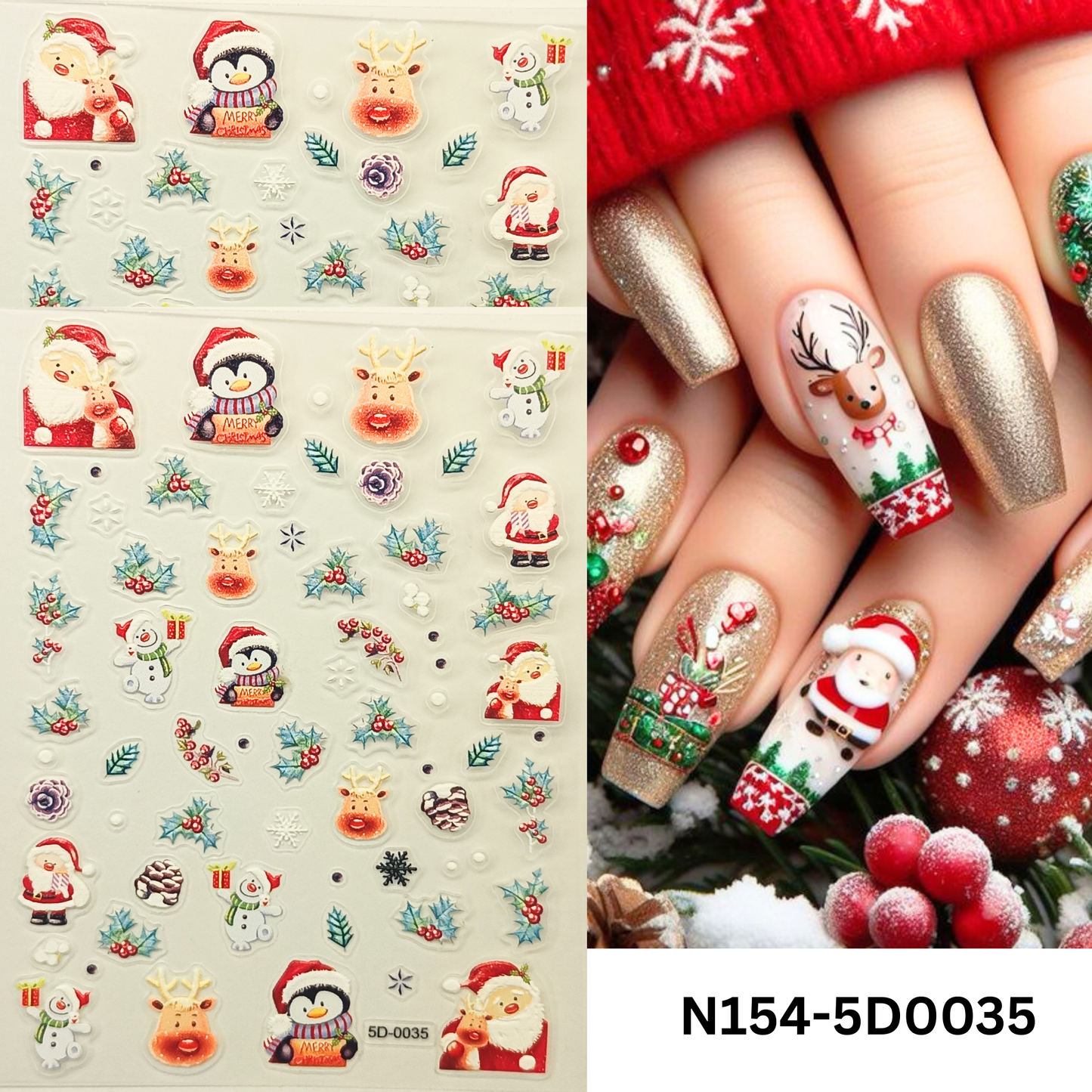 5D Santa Nail Stickers – Cute Xmas Nail Art Decorations
