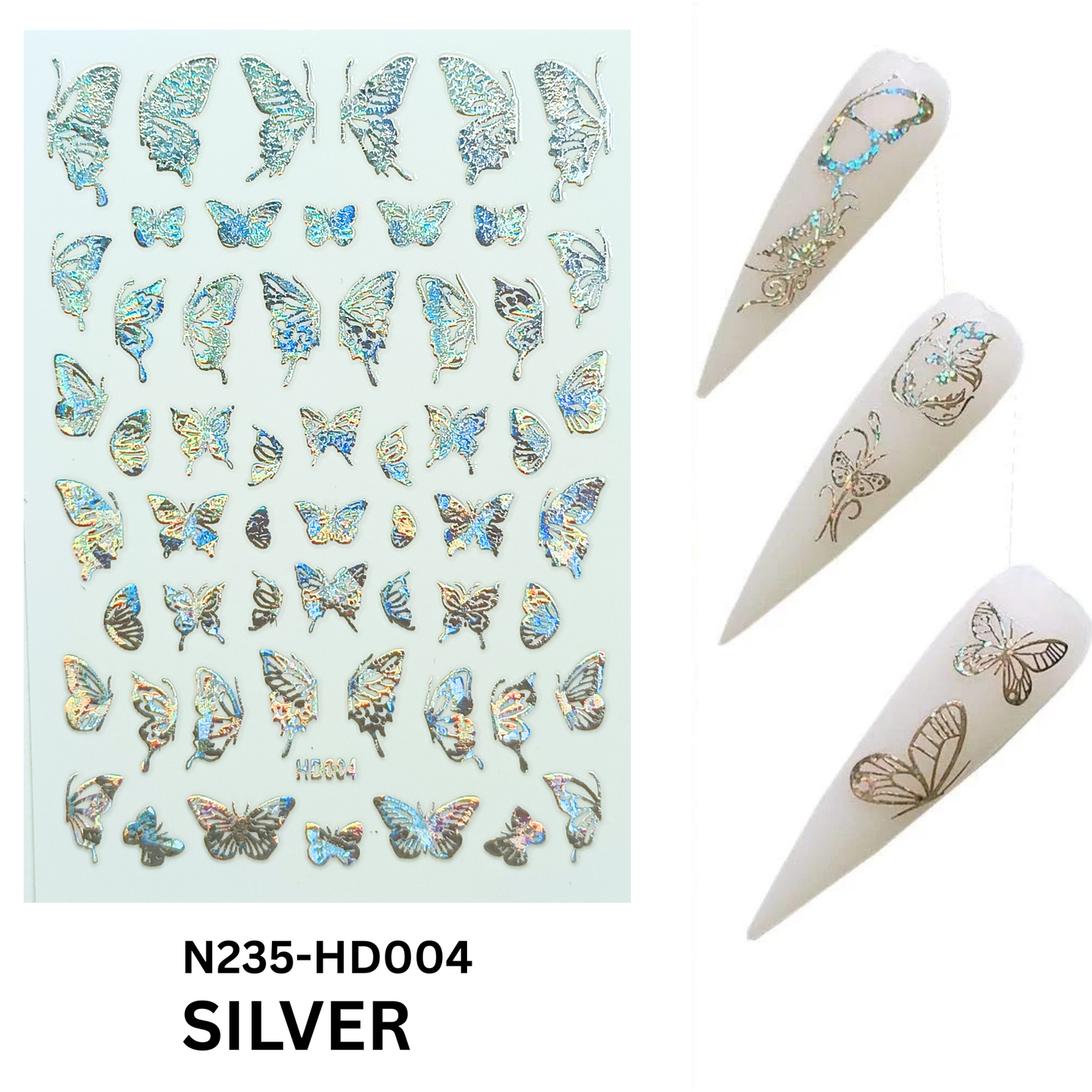 Holographic 3D Butterfly Nail Decals – Cute Nail Stickers for Acrylic & Gel Nails