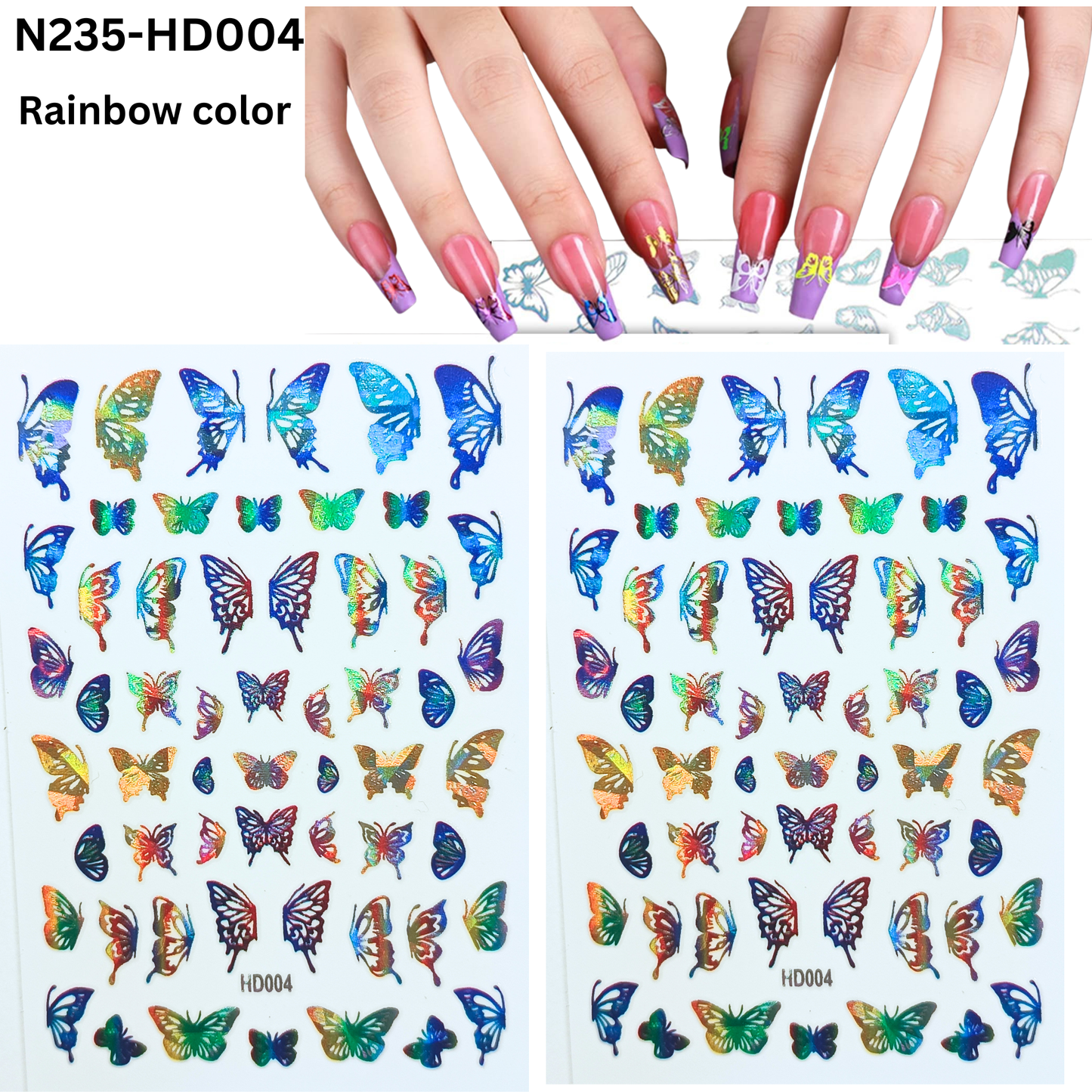 Holographic 3D Butterfly Nail Decals – Cute Nail Stickers for Acrylic & Gel Nails
