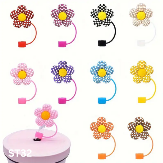 Floral Straw Toppers 10mm– Reusable Silicone Flower Covers for Tumblers & Cups | Cute & Functional Drink Accessories