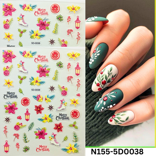 Holiday Nail Stickers 5D – Xmas Manicure Decoration Set