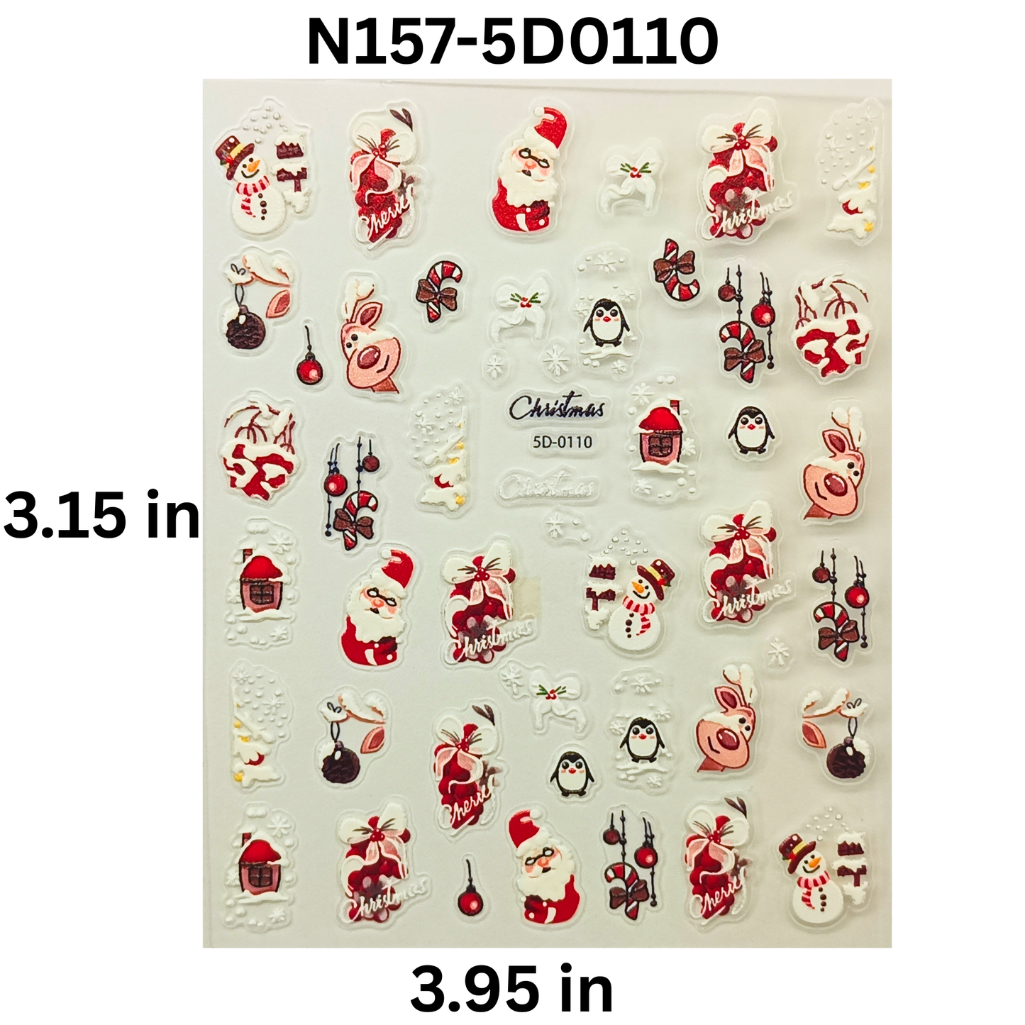 Holiday Nail Stickers 5D – Xmas Manicure Decoration Set