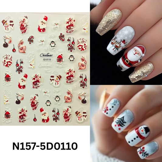 Holiday Nail Stickers 5D – Xmas Manicure Decoration Set