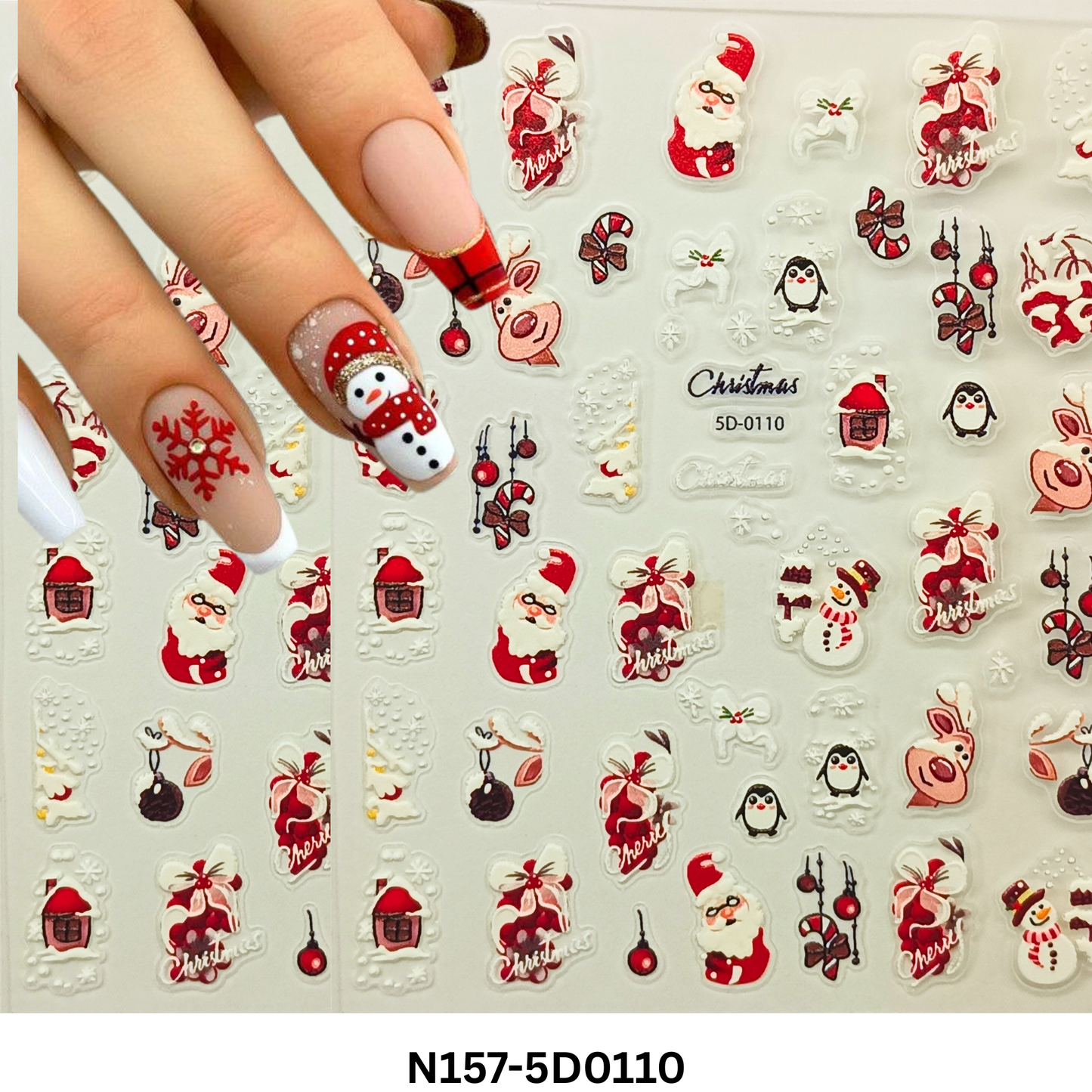 Holiday Nail Stickers 5D – Xmas Manicure Decoration Set