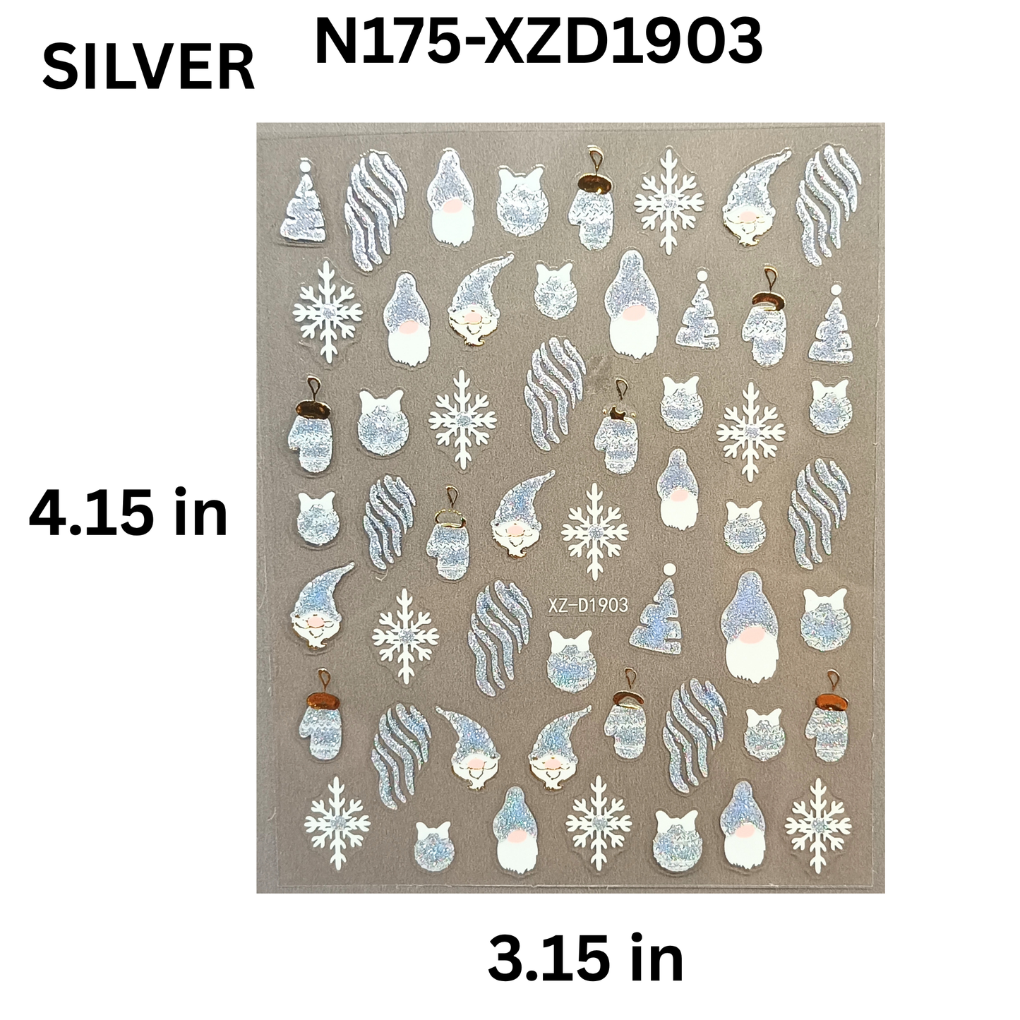 3D Christmas Nail Decals – Fun Reindeer & Candy Cane Art