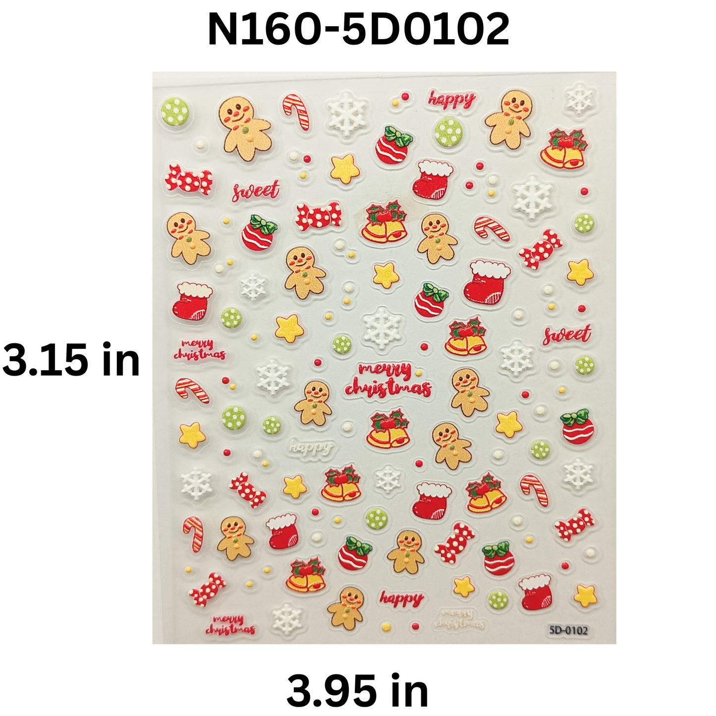 5D Festive Nail Stickers – Winter Christmas Party Nail Designs
