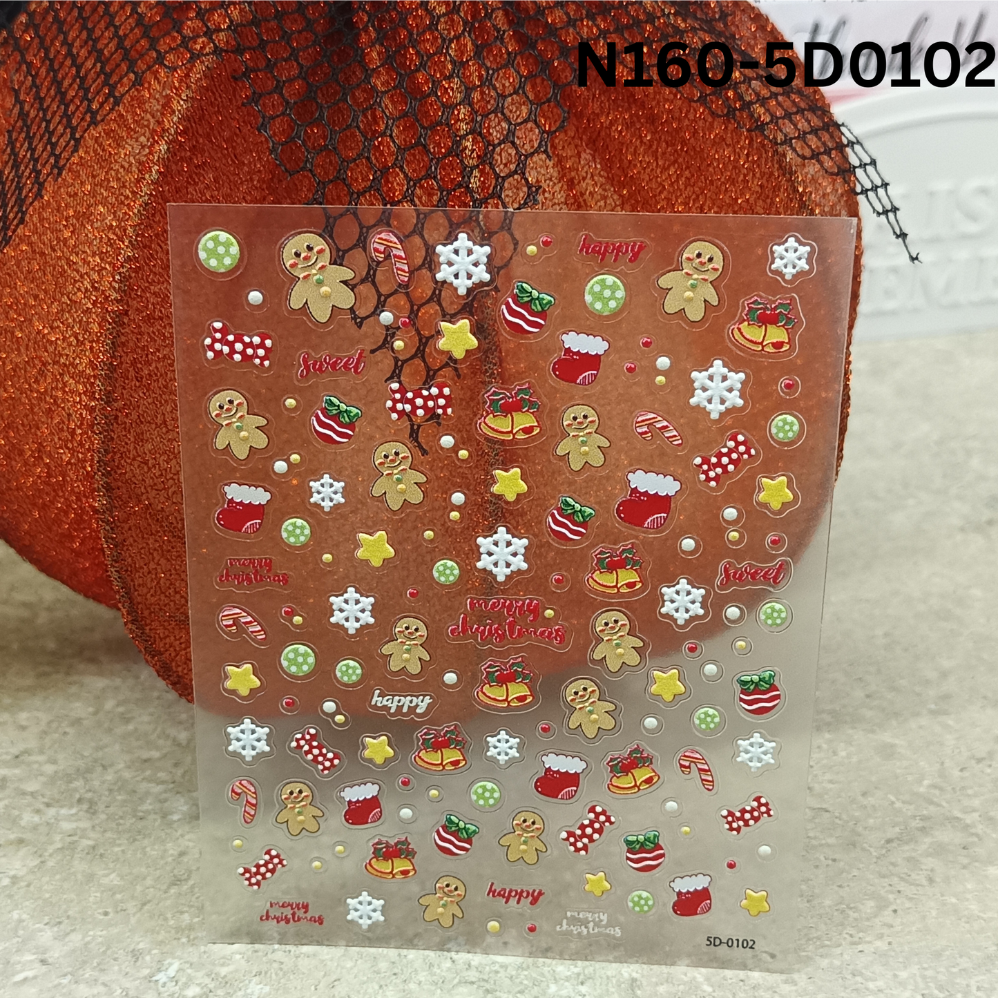 5D Festive Nail Stickers – Winter Christmas Party Nail Designs