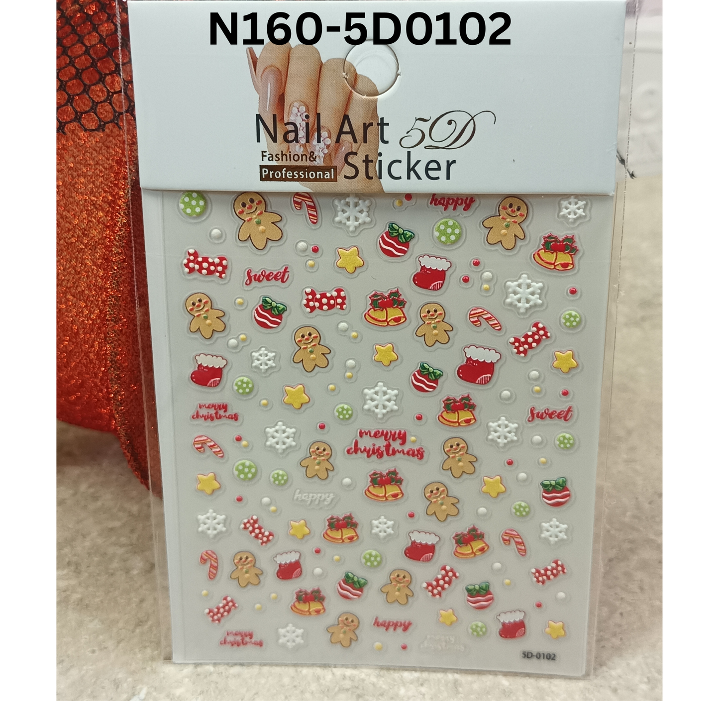 5D Festive Nail Stickers – Winter Christmas Party Nail Designs
