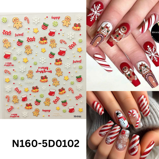 5D Festive Nail Stickers – Winter Christmas Party Nail Designs
