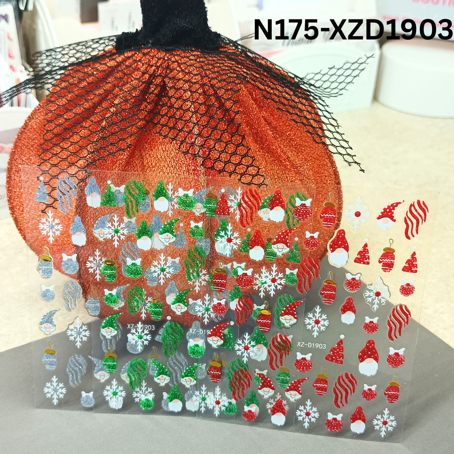 3D Christmas Nail Decals – Fun Reindeer & Candy Cane Art