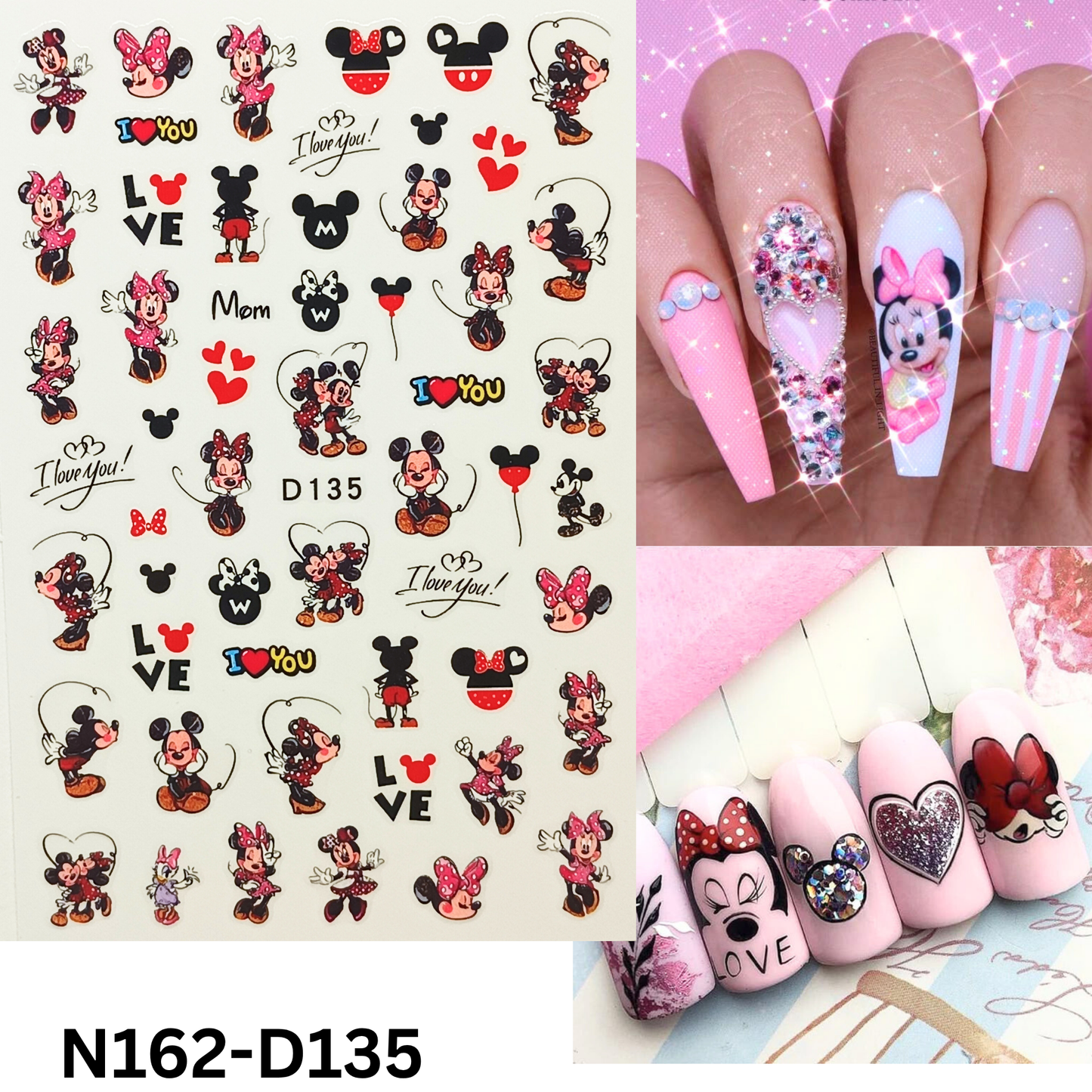 Cute Mickey & Minnie 3D Nail Stickers – Cartoon Nail Art Decals