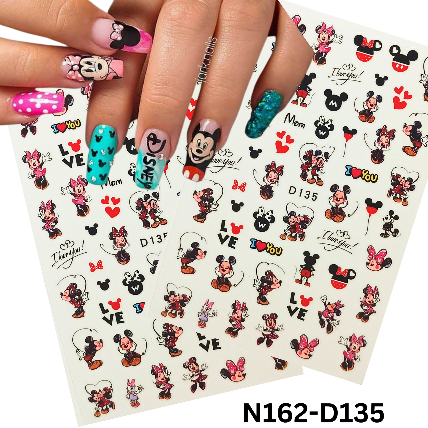 Cute Mickey & Minnie 3D Nail Stickers – Cartoon Nail Art Decals