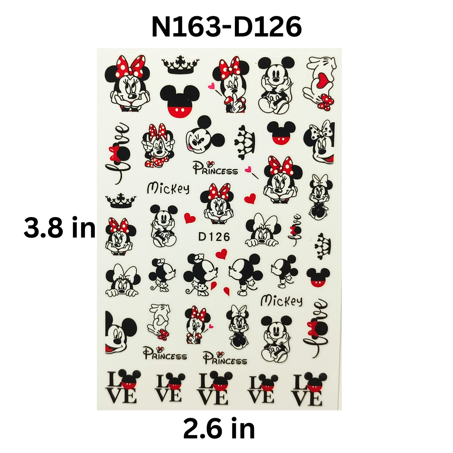 3D Mickey Minnie Nail Art Stickers – Easy Peel & Stick Nail Decoration