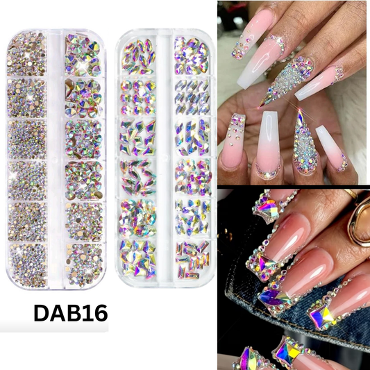 Crystal Glass 3560 Pcs Rhinestones Flatback Gems Set Mixed Shapes Nail Art Craft DIY