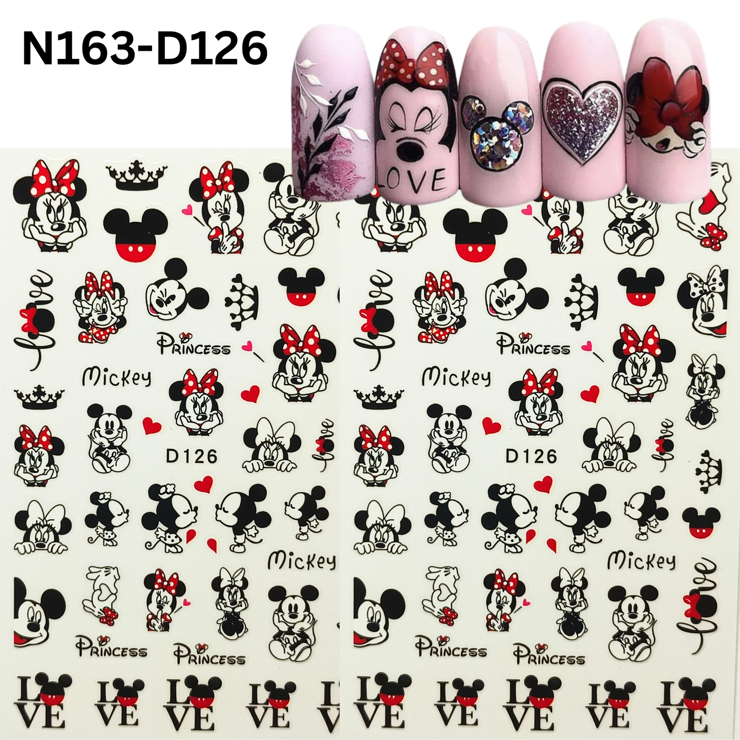 3D Mickey Minnie Nail Art Stickers – Easy Peel & Stick Nail Decoration