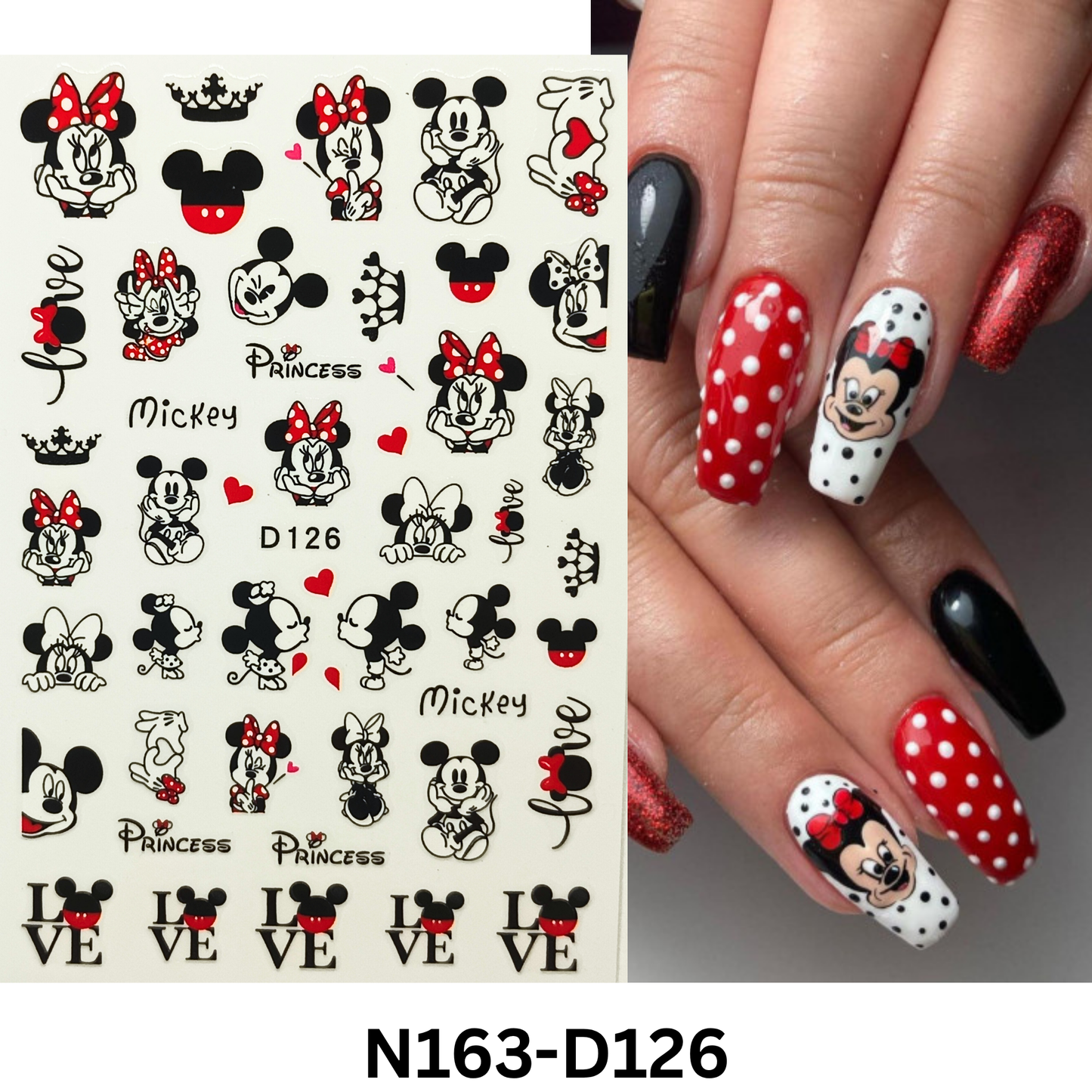 3D Mickey Minnie Nail Art Stickers – Easy Peel & Stick Nail Decoration