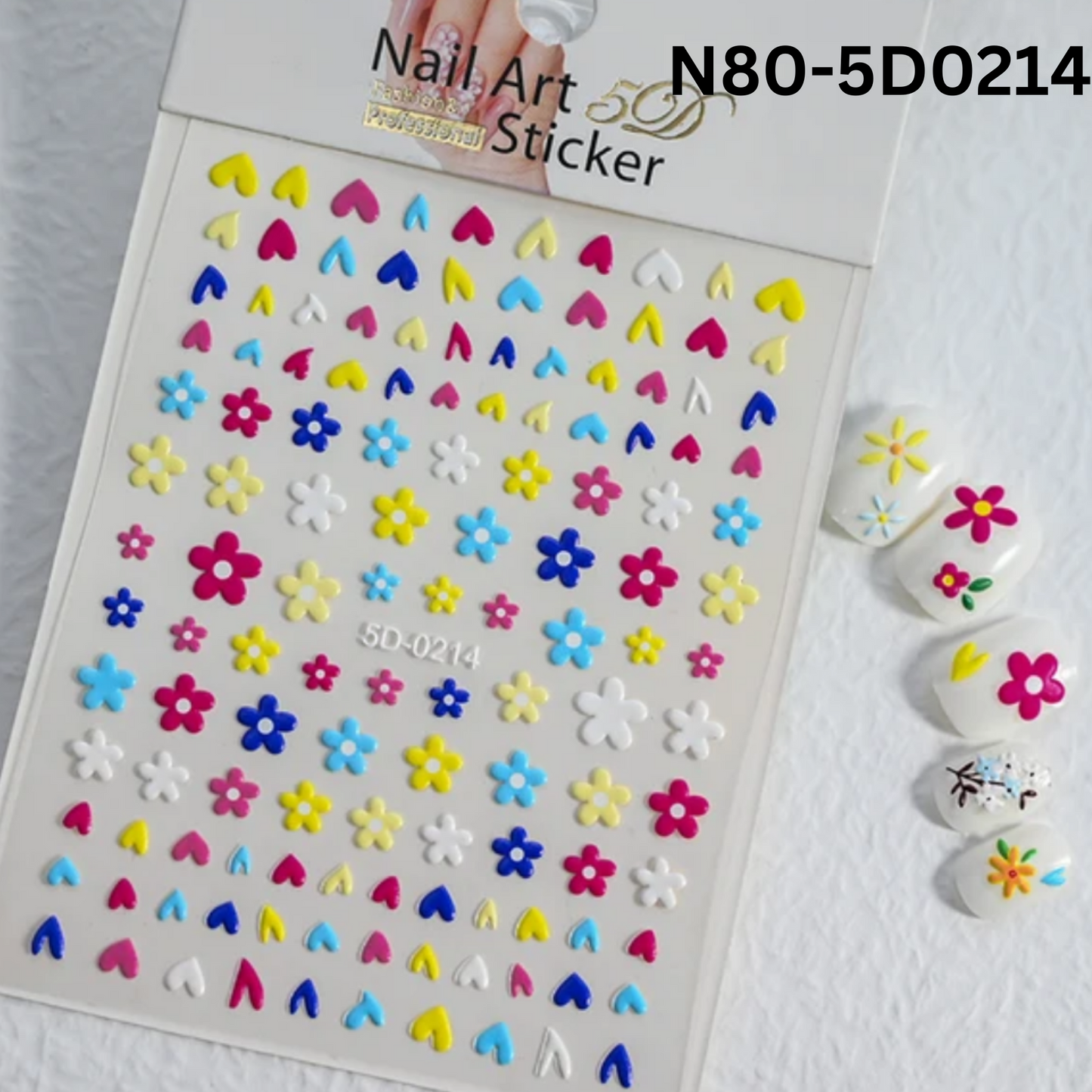 5D Embossed Daisy Nail Art Sticker, Flower Nail Stickers
