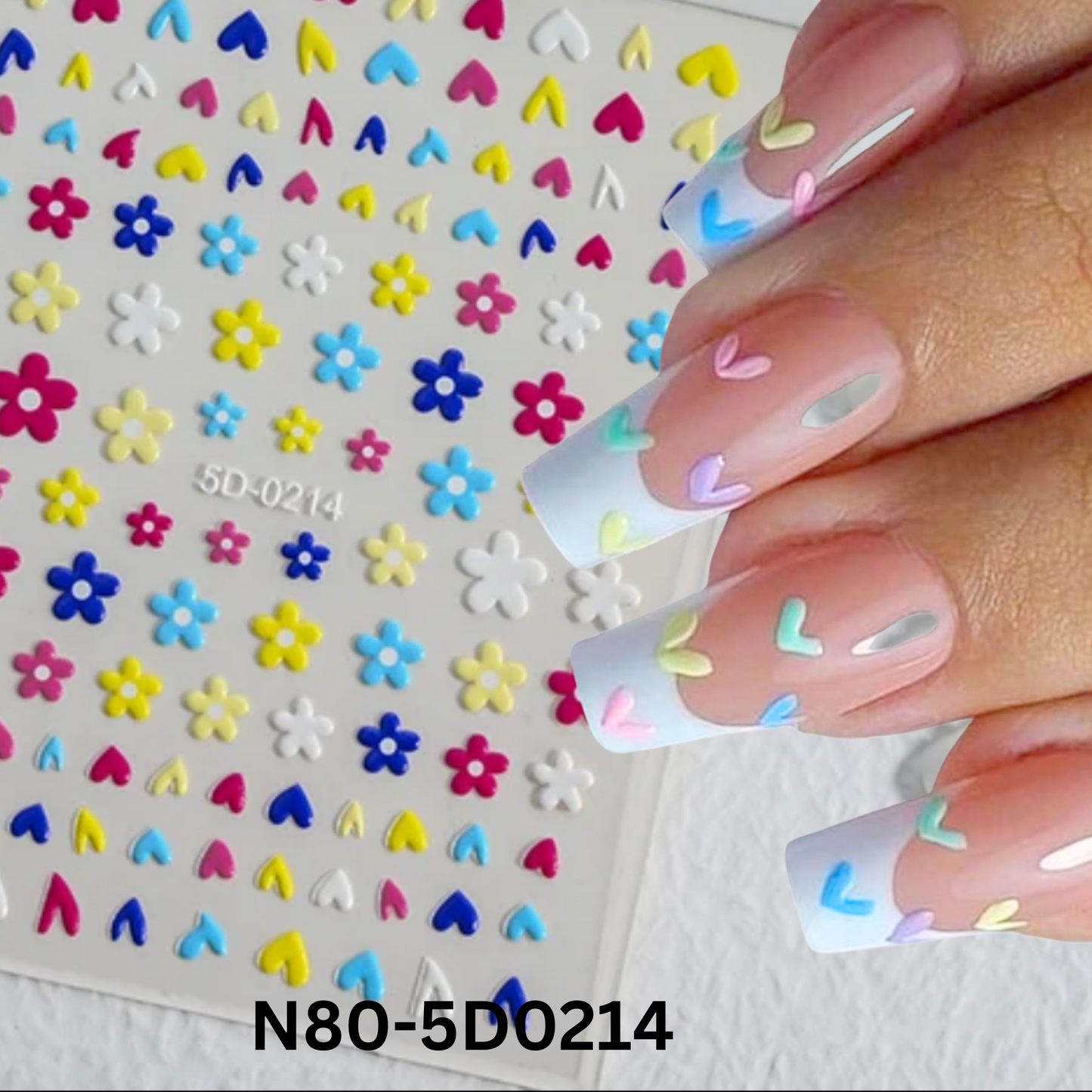 5D Embossed Daisy Nail Art Sticker, Flower Nail Stickers