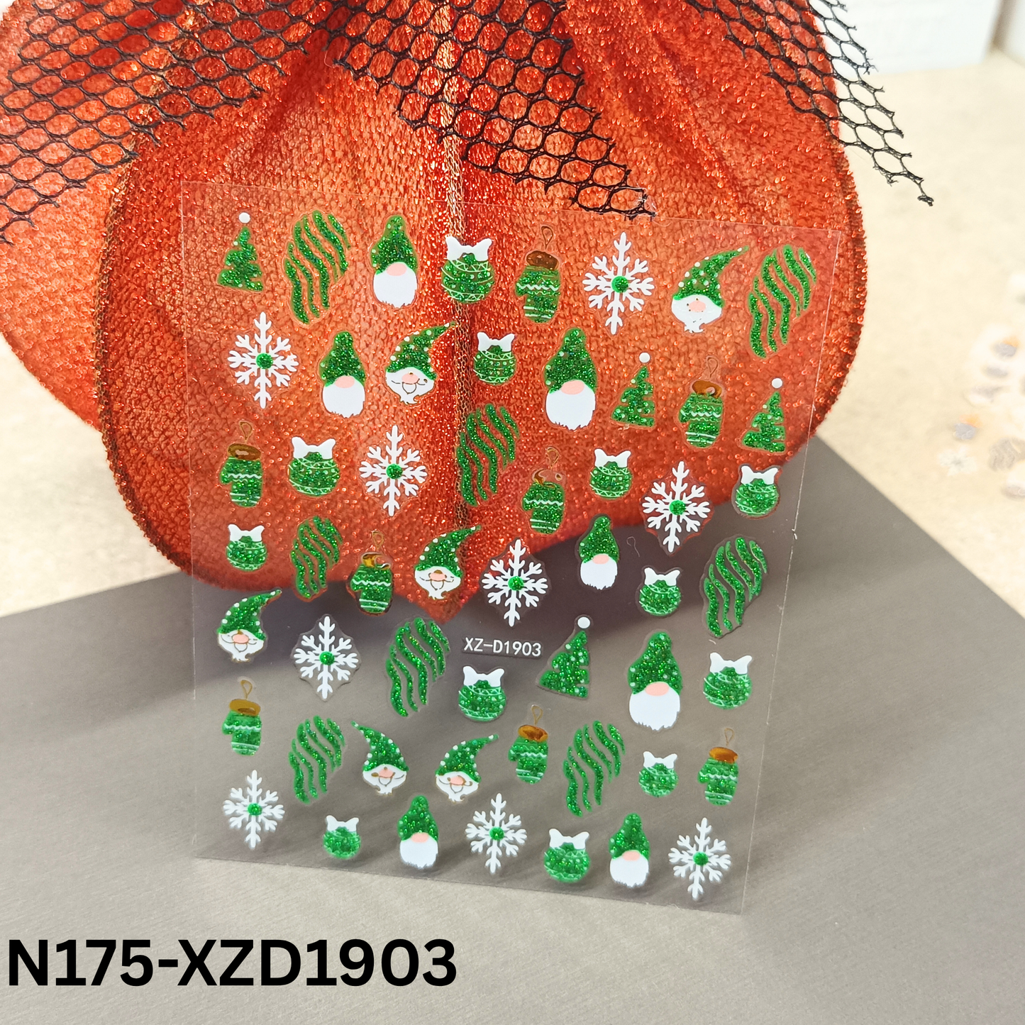 3D Christmas Nail Decals – Fun Reindeer & Candy Cane Art