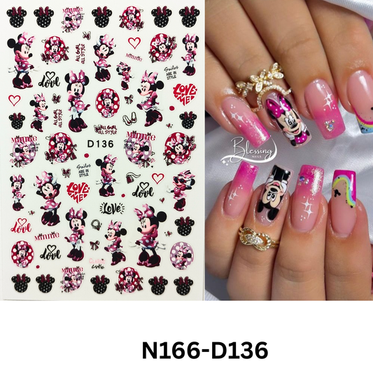 Cute Cartoon Mickey & Minnie Nail Stickers – Fun Nail Art for Girls