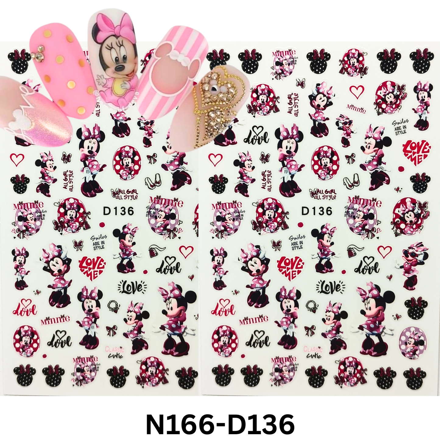 Cute Cartoon Mickey & Minnie Nail Stickers – Fun Nail Art for Girls