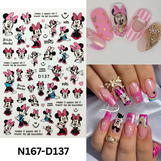 Cartoon Mickey & Minnie 3D Nail Stickers – Easy Peel & Stick Nail Decor