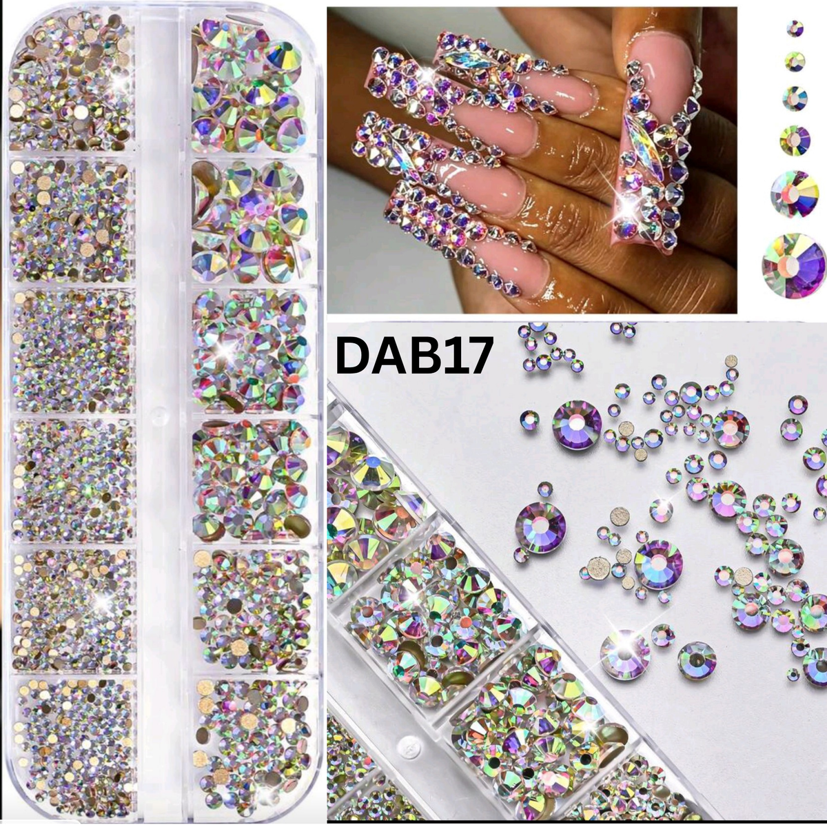 Crystal Glass 3440 Pcs Round Rhinestones Flatback Gems Set Nail Art Craft DIY