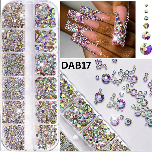 Crystal Glass 3440 Pcs Round Rhinestones Flatback Gems Set Nail Art Craft DIY