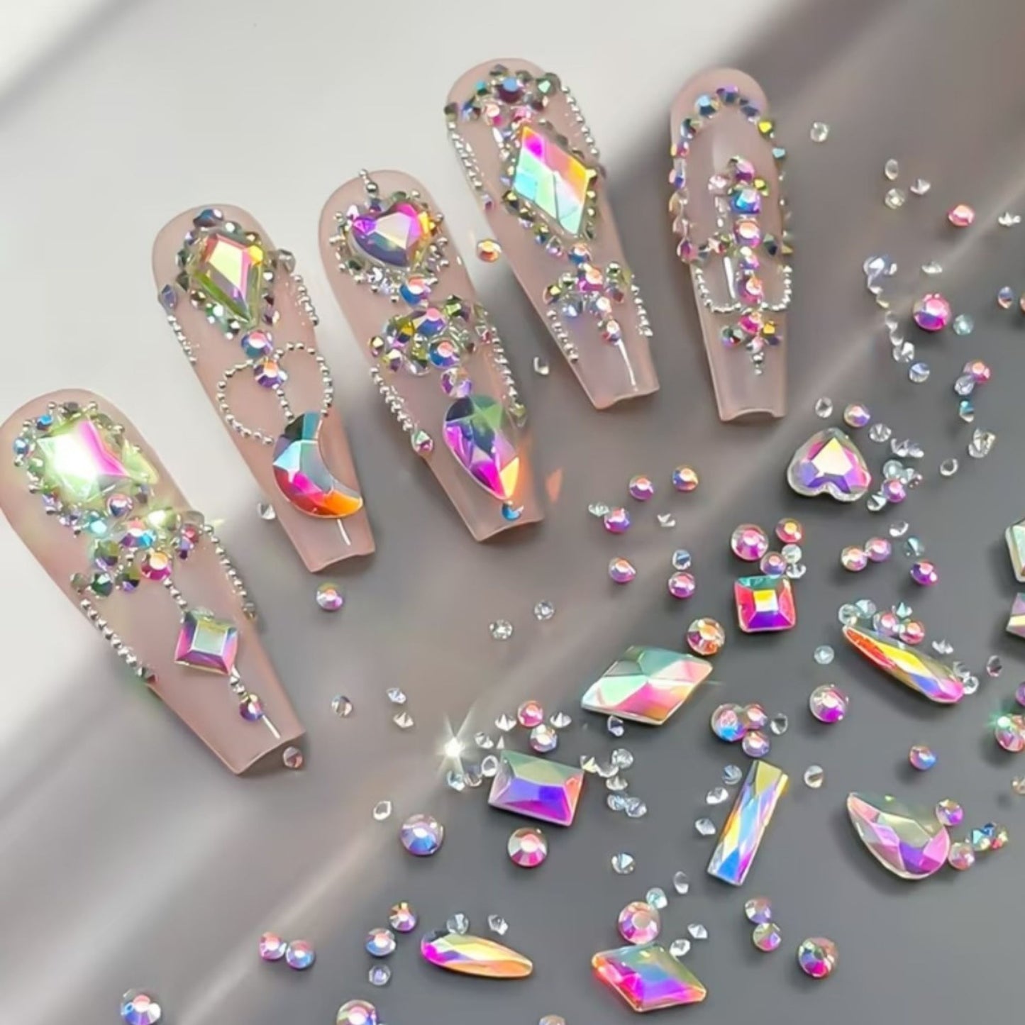 1840 Pcs Luxury Aurora Color AB Rhinestones Flatback Gems for Nail Art