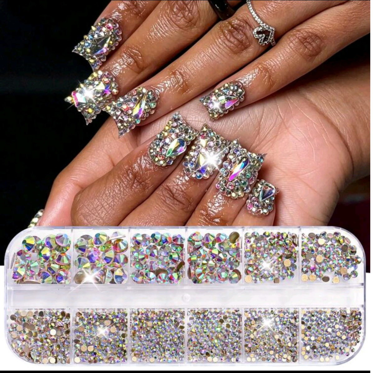 Crystal Glass 3440 Pcs Round Rhinestones Flatback Gems Set Nail Art Craft DIY