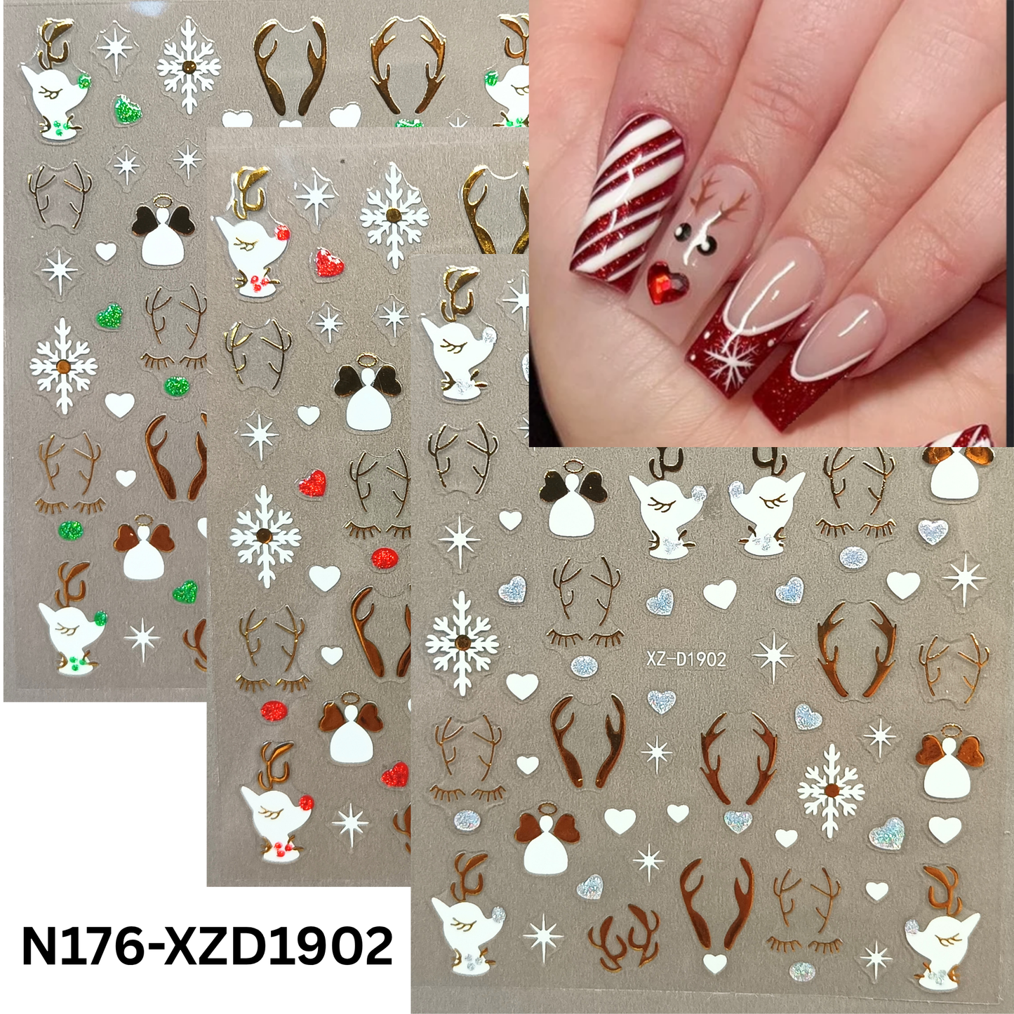 Christmas Reindeer 3D Nail Stickers – Cute Holiday Nail Art