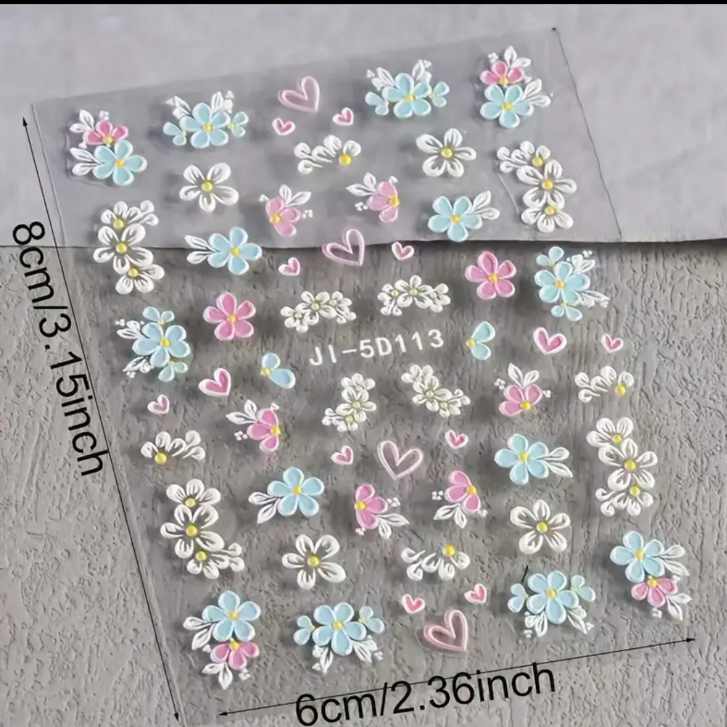 5D Embossed Floral Nail Art Stickers,Spring & Summer Fantasy Manicure Decoration, Nail Stickers