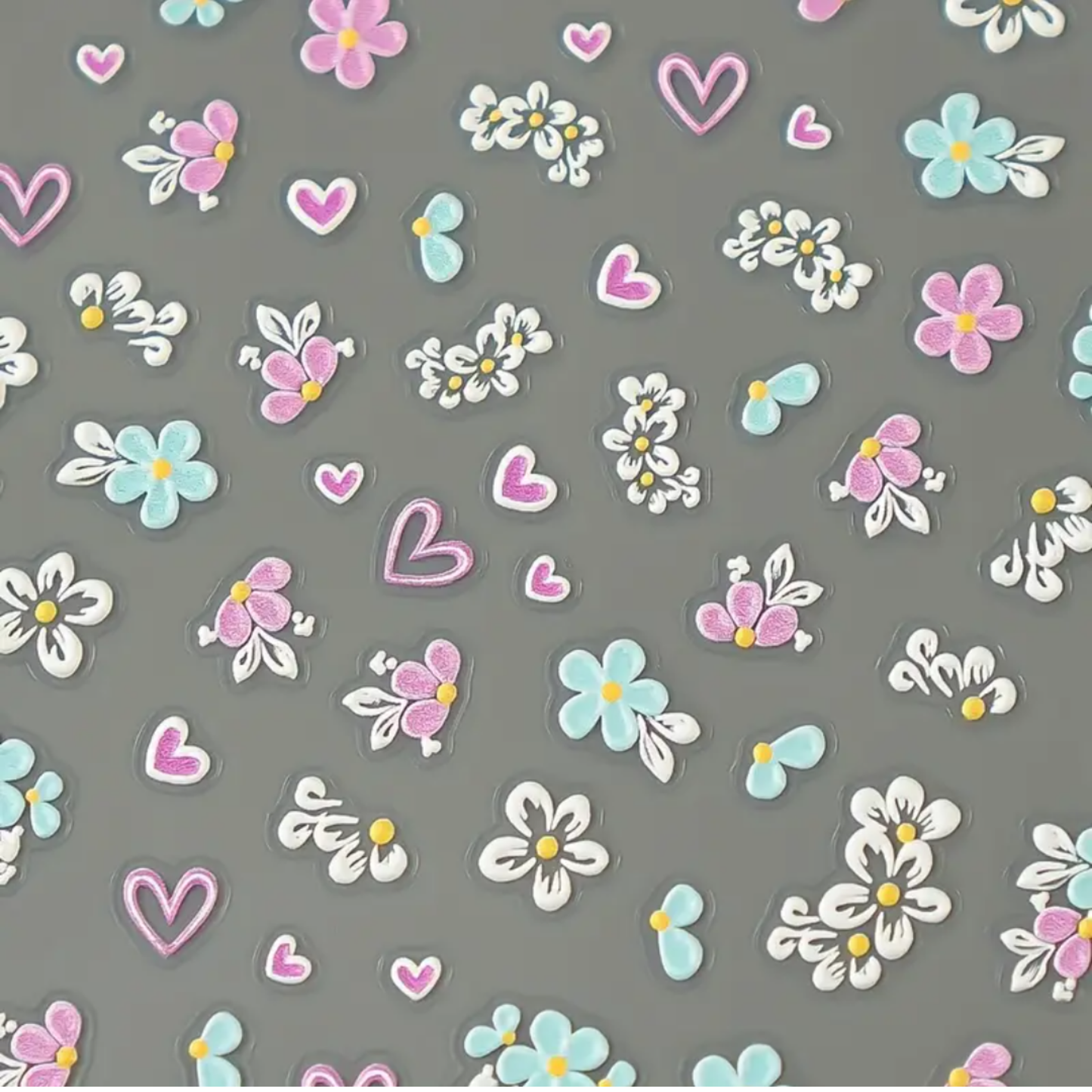 5D Embossed Floral Nail Art Stickers,Spring & Summer Fantasy Manicure Decoration, Nail Stickers