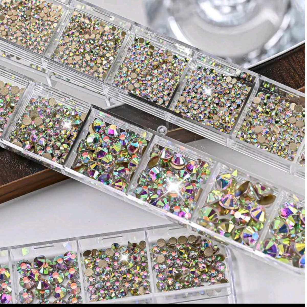 Crystal Glass 3440 Pcs Round Rhinestones Flatback Gems Set Nail Art Craft DIY