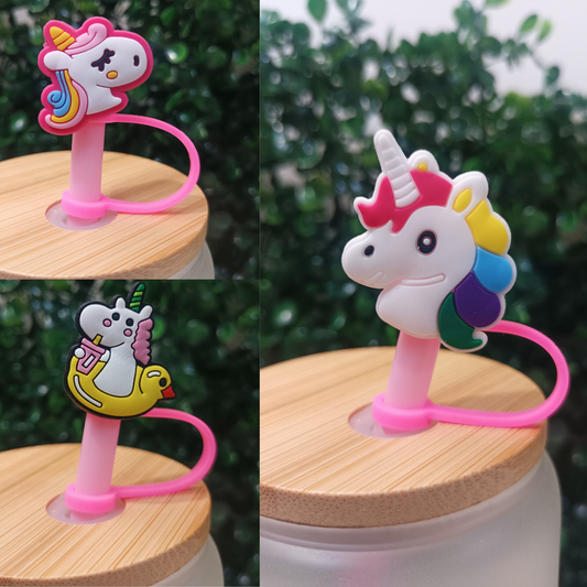 Unicorn Straw Toppers 8mm – Magical Reusable Silicone Covers for Tumblers & Cups | Cute & Whimsical Drink Accessories