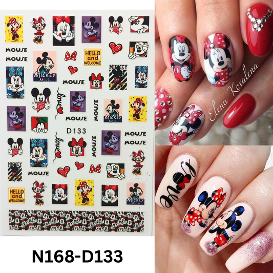 Disney-Inspired Mickey & Minnie Nail Stickers – Romantic Nail Design
