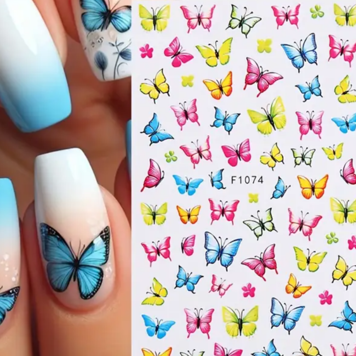 3D Butterfly Nail Stickers Nail Art Decals for Manicure Nail Design Multi Color Butterfly Nail Stickers