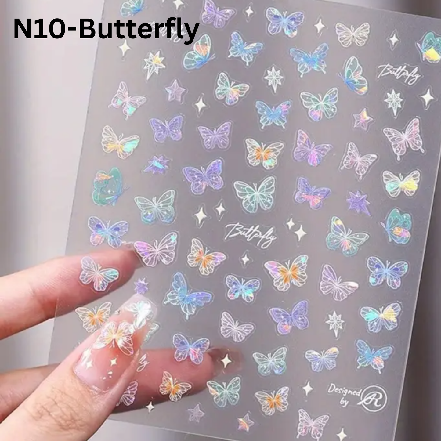 5D Colorful Butterfly Wing Streamer Laser Stickers - Ins Style Embossed Nail Stickers