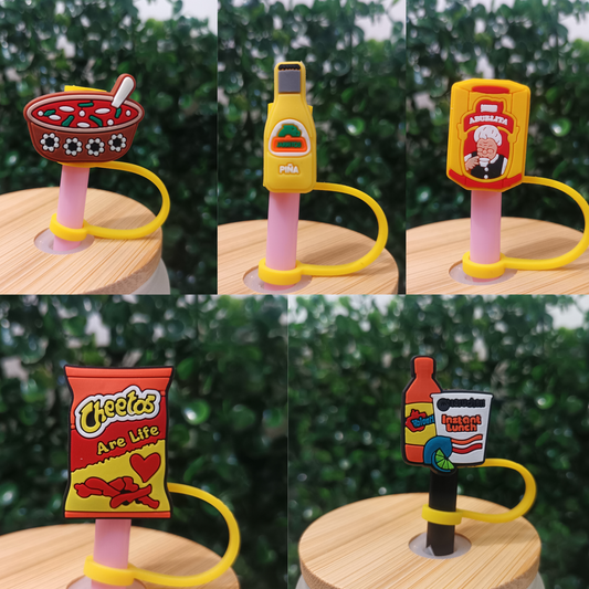 Food & Drink Straw Toppers 8mm– Cute Reusable Silicone Covers for Tumblers & Cups | Fun Drink Accessories for All Ages